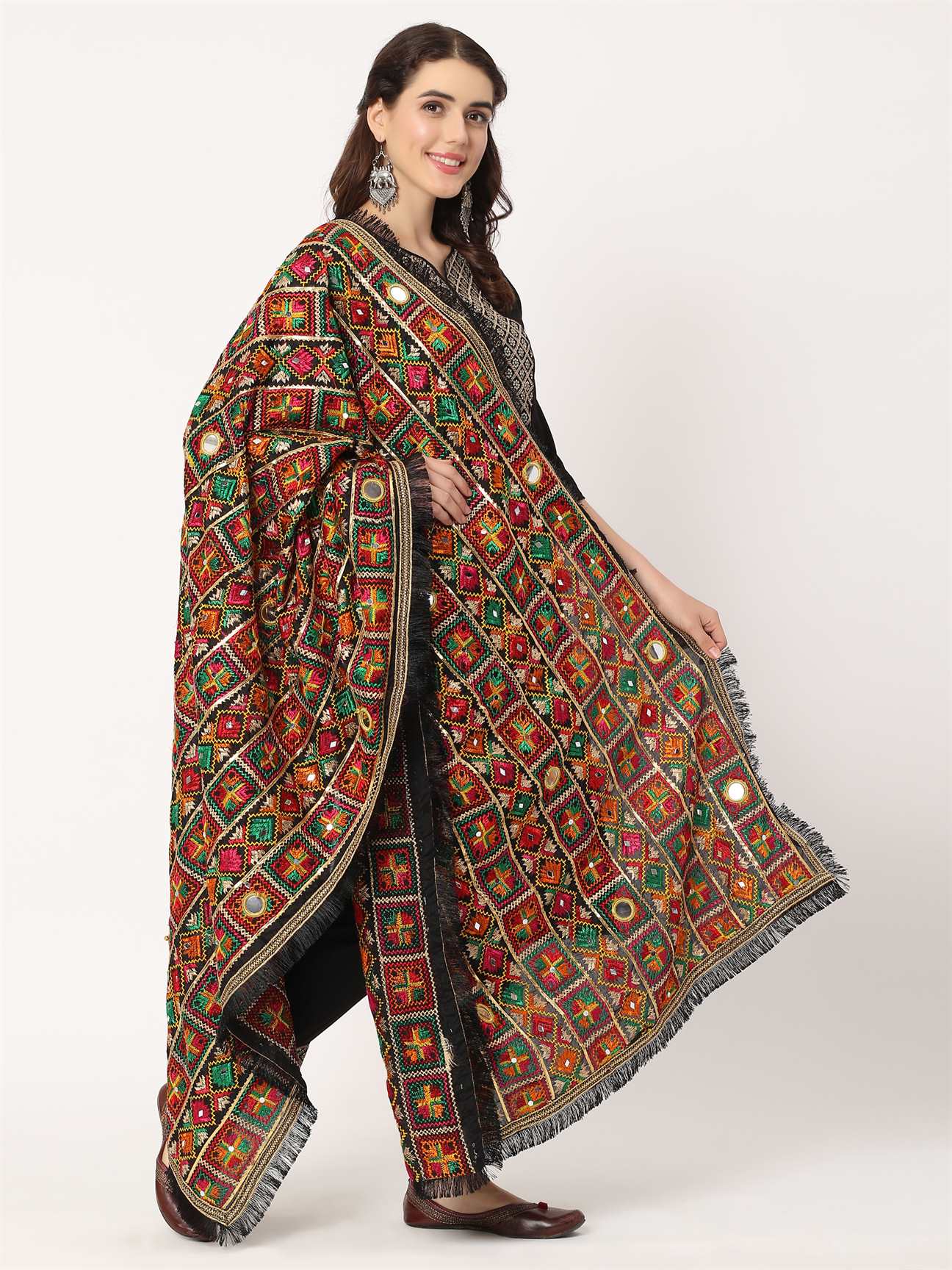 black-mullticolour-embroidery-phulkari-dupatta-with-mirror-work-MCRCPD0195D