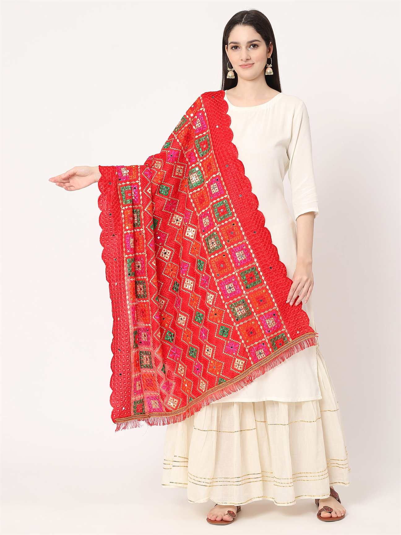 red-mullticolour-embroidery-phulkari-dupatta-with-beads-MCRCPD0196