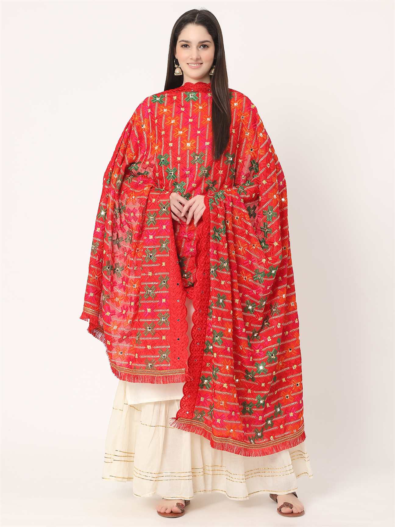 red-multicolour-floral-design-embroidery-phulkari-dupatta-with-mirror-MCRCPD0199