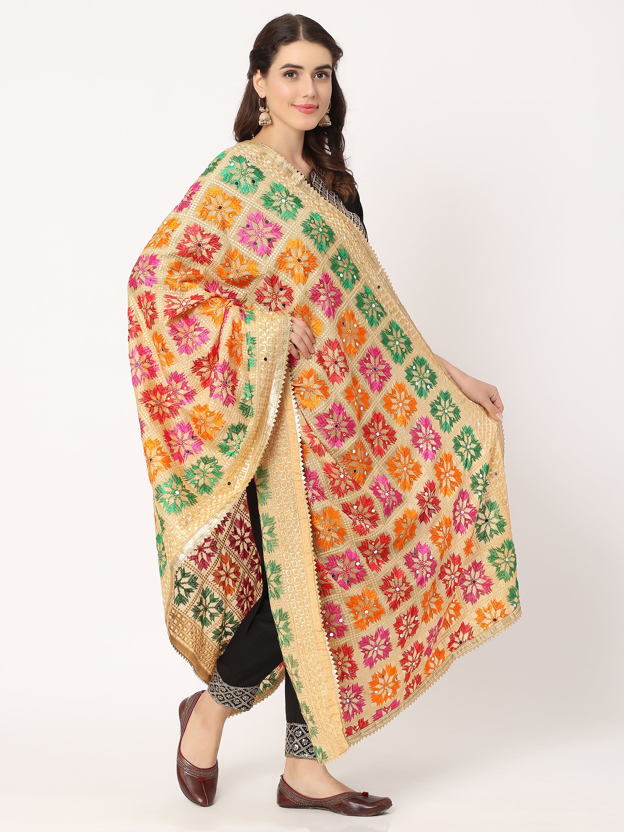 beige-multicolour-embroidery-phulkari-dupatta-with-mirror-work-MCRCPD0211E