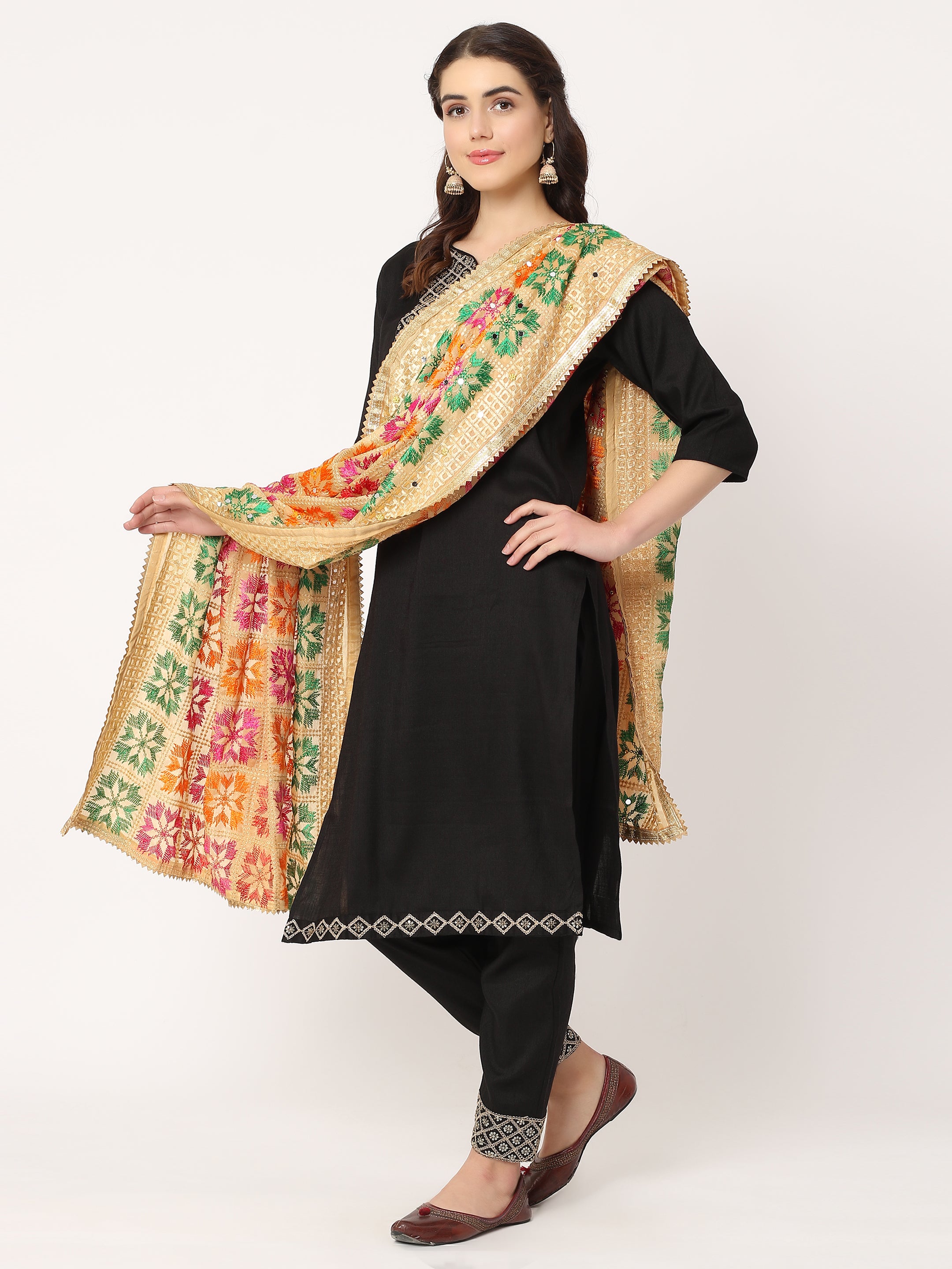 beige-multicolour-embroidery-phulkari-dupatta-with-mirror-work-MCRCPD0211E