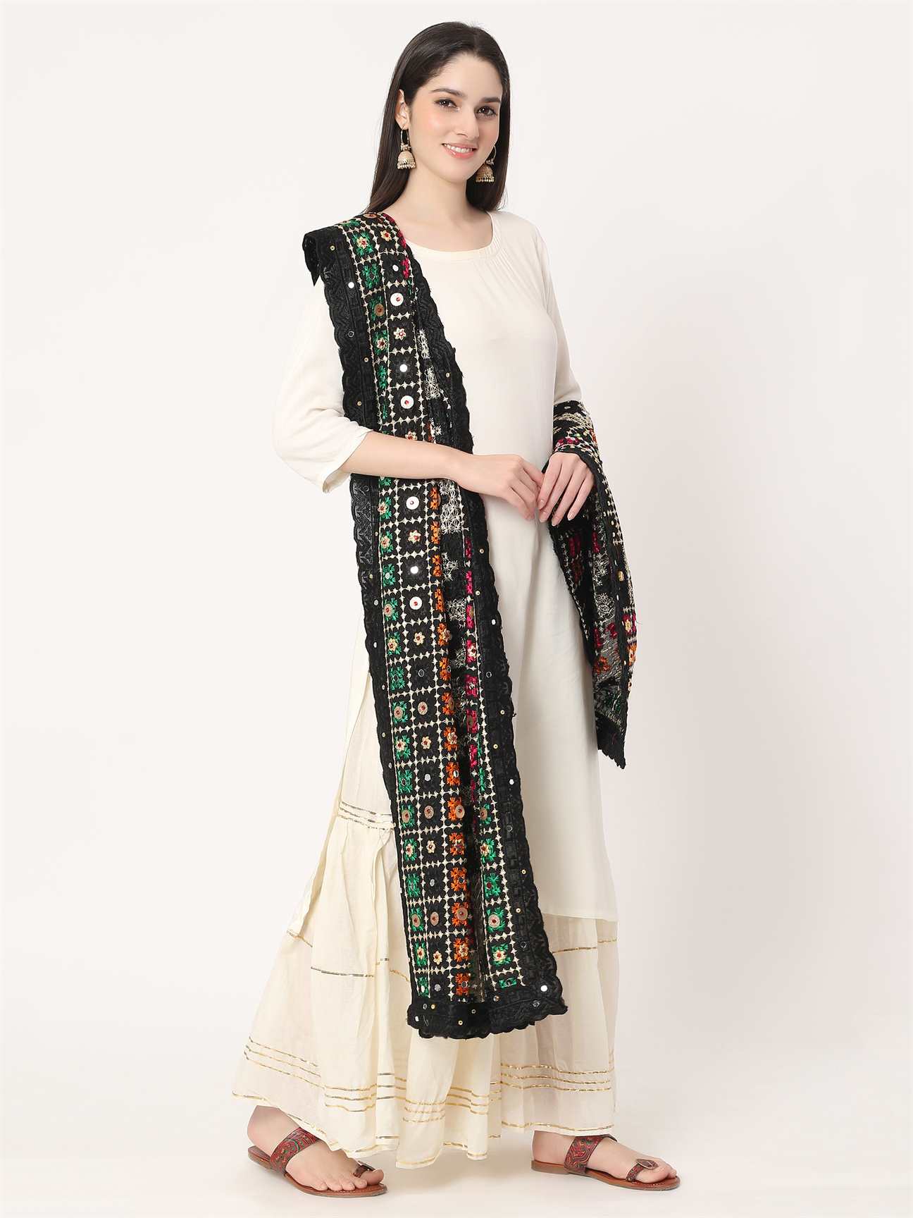 black-multicolour-embroidery-phulkari-dupatta-with-pearls-MCRCPD0212A