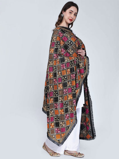 multicolour-phulkari-dupatta-black-orange-magenta-with-mirror-work-mcrcpd4090-5
