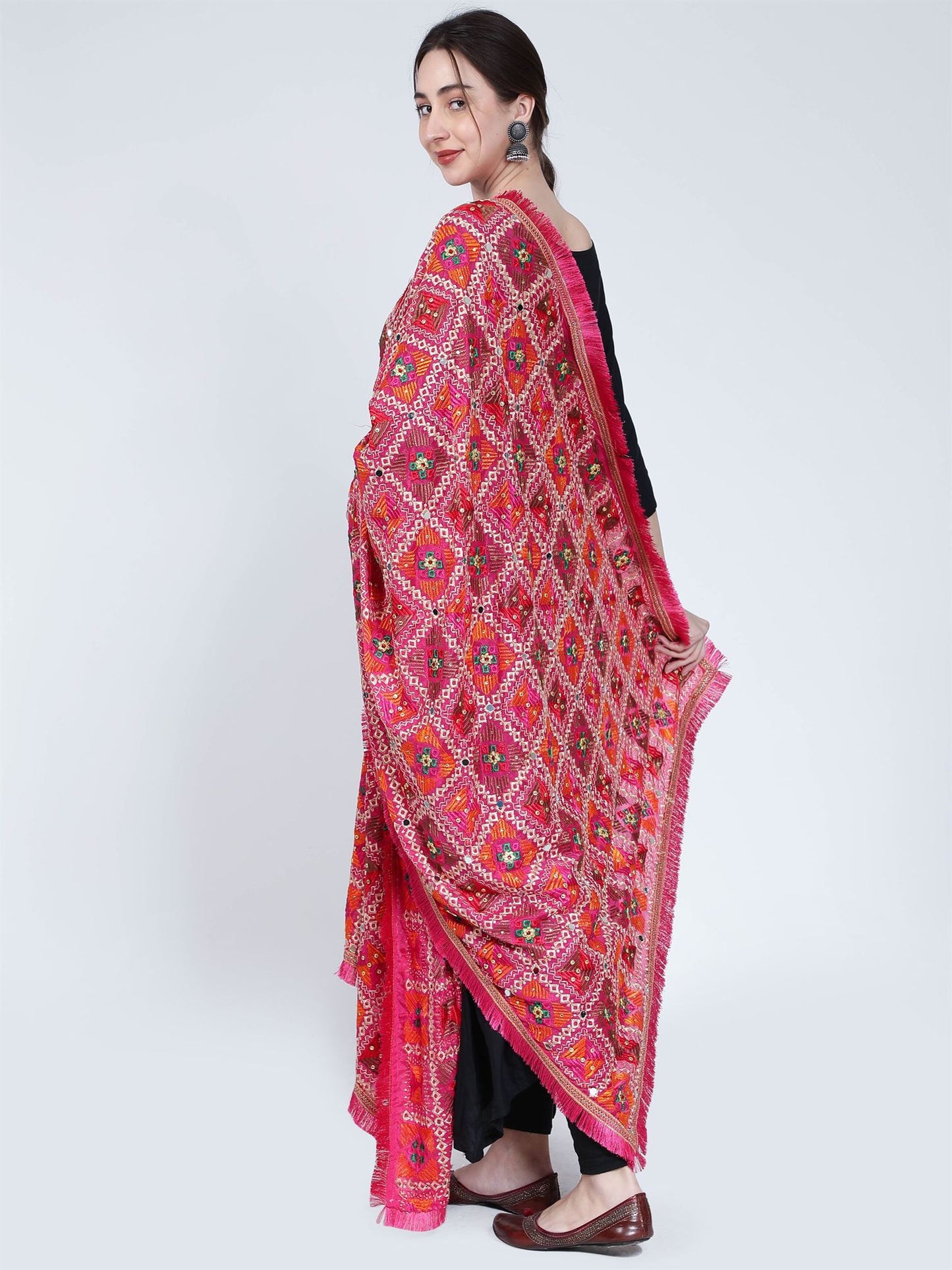 multicolour-phulkari-dupatta-magenta-green-orange-with-mirror-work-mcrcpd4092-5