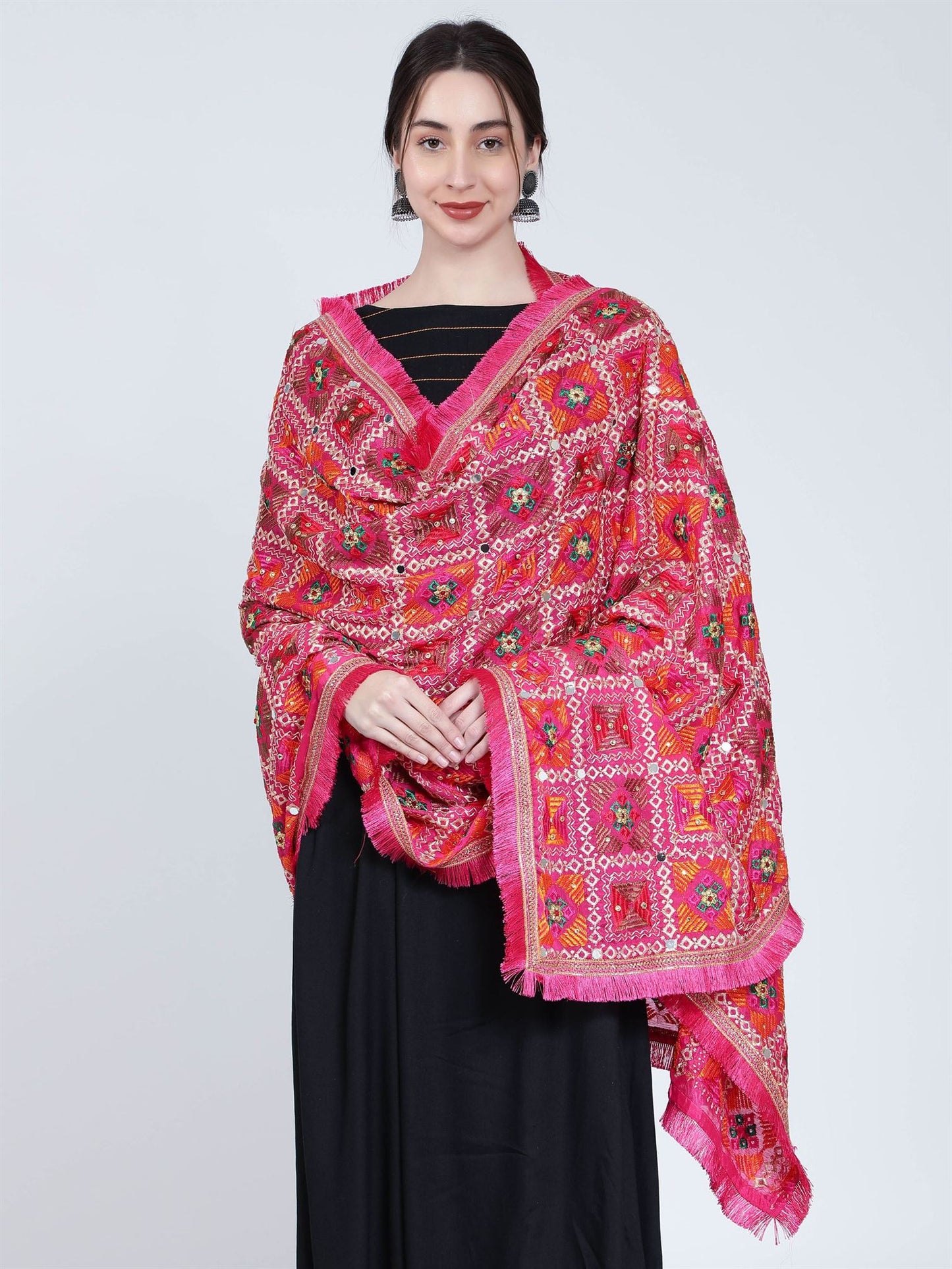 multicolour-phulkari-dupatta-magenta-green-orange-with-mirror-work-mcrcpd4092-6