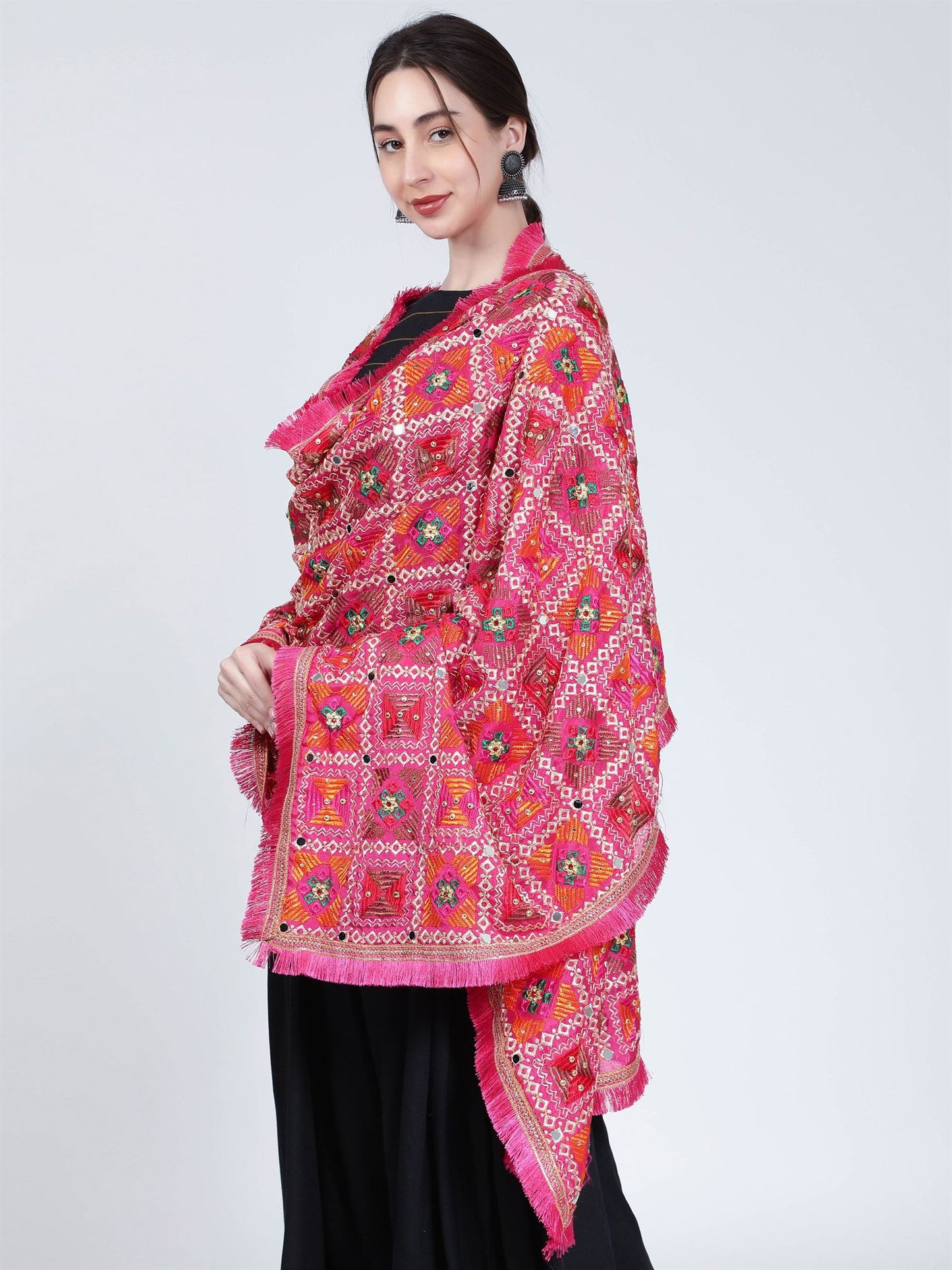 multicolour-phulkari-dupatta-magenta-green-orange-with-mirror-work-mcrcpd4092-7