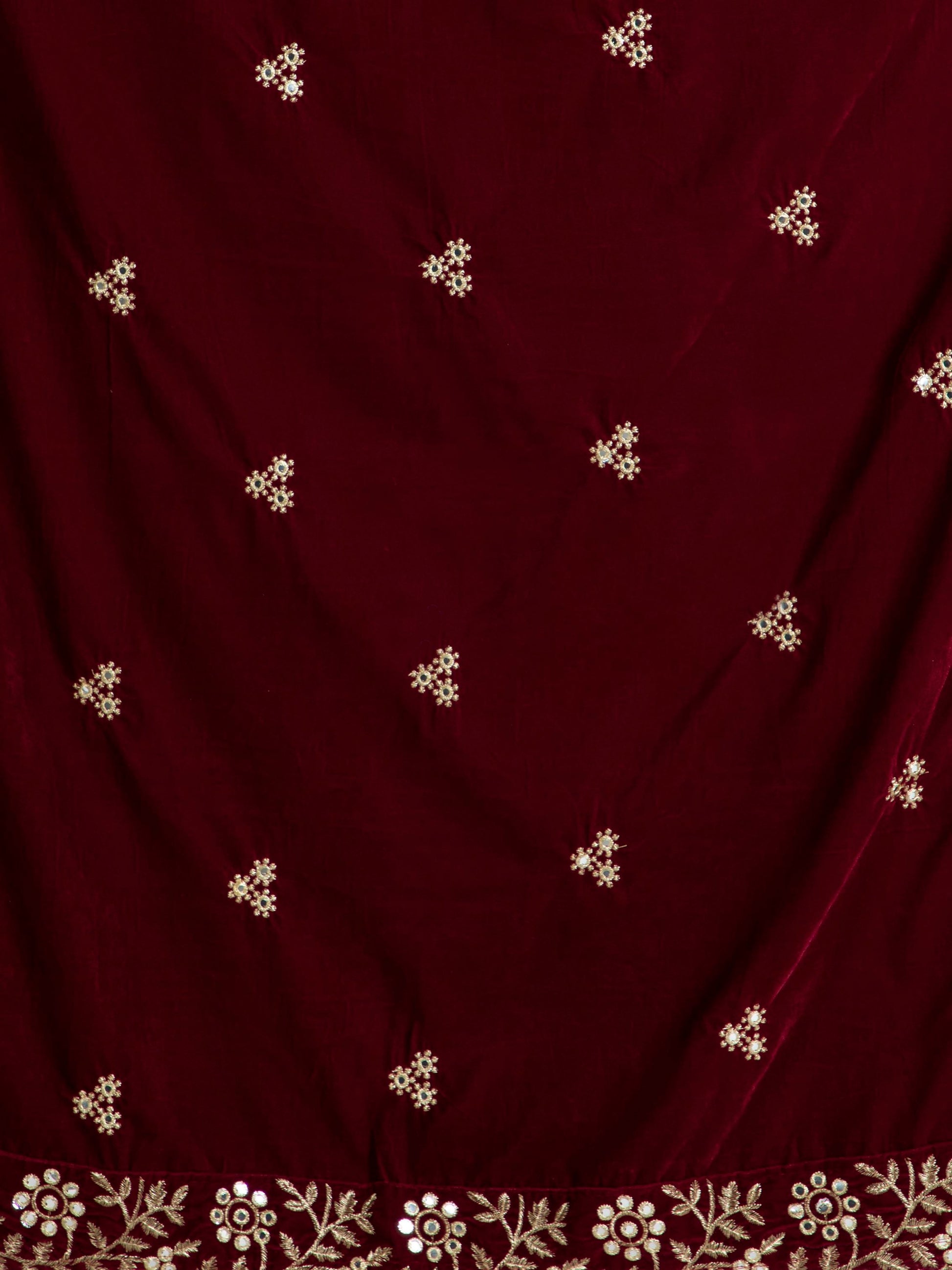 maroon embroidered velvet dupatta-MCRCVD7124-5