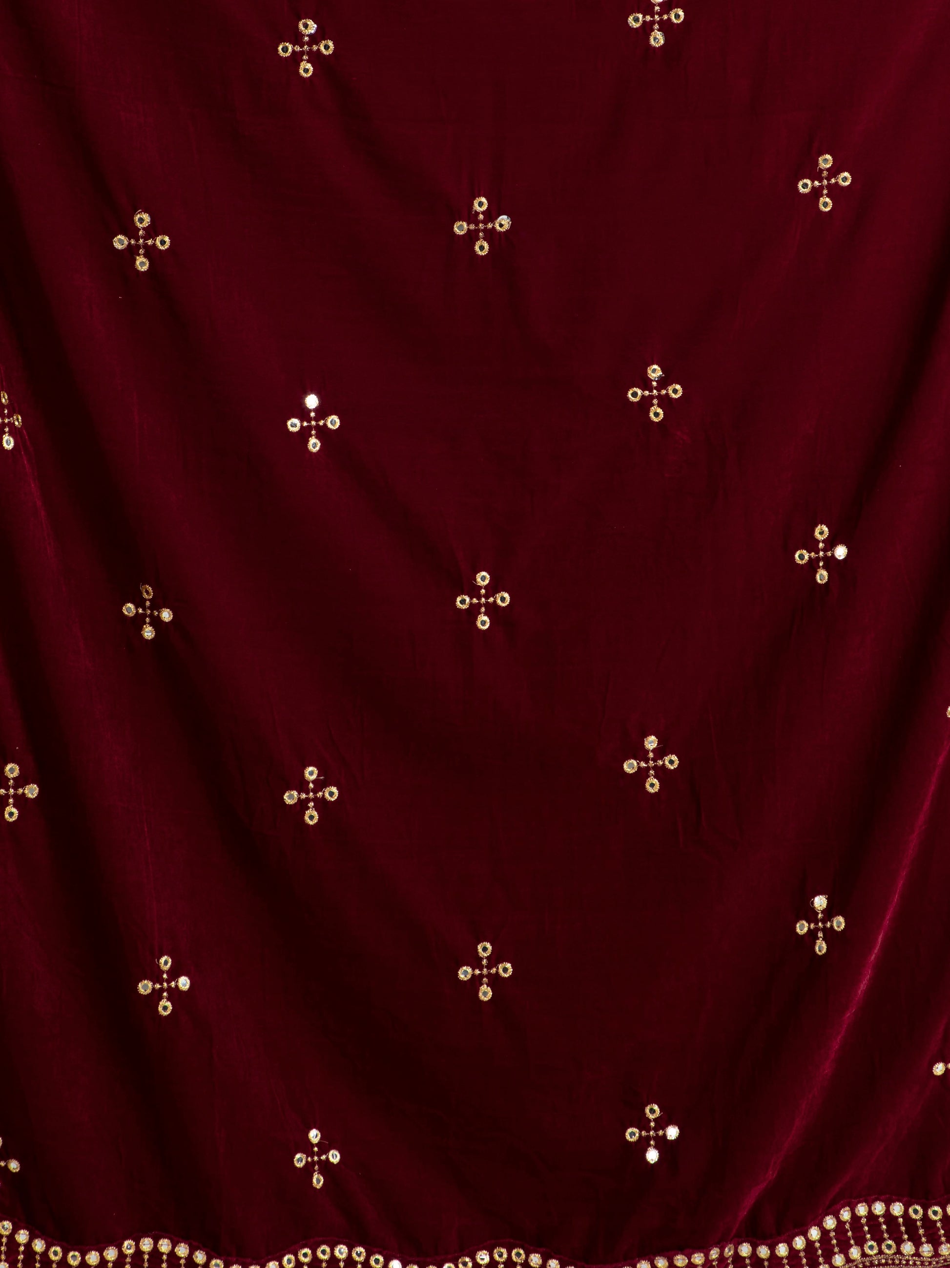 maroon embroidered velvet dupatta-MCRCVD7144-5