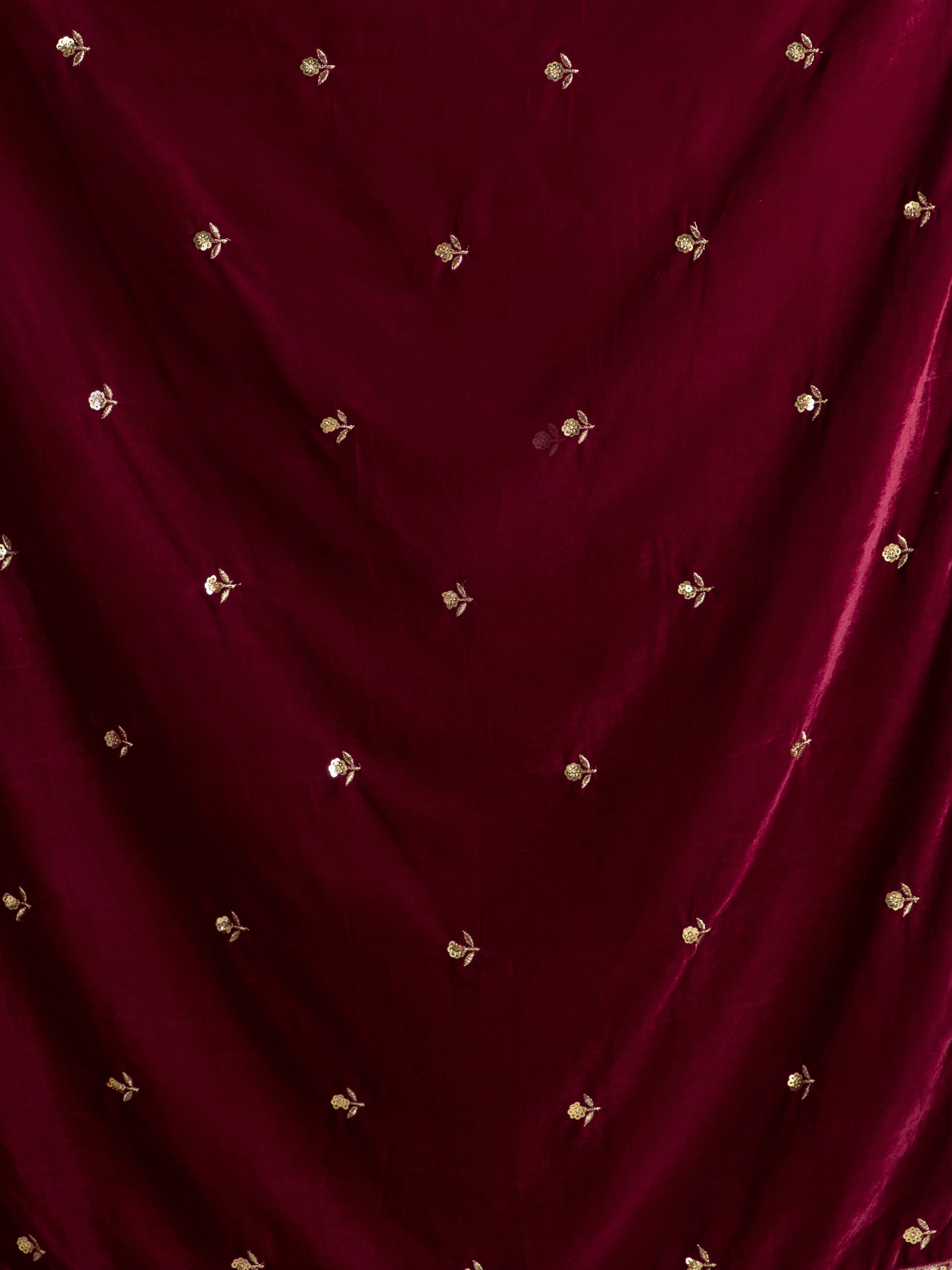 maroon embroidered velvet dupatta-MCRCVD7184-6