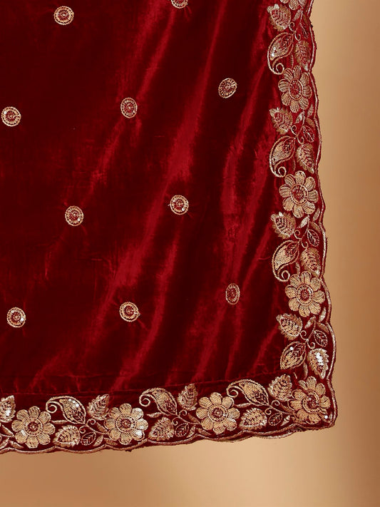 maroon-embellished-velvet-dupatta-MCRCVD7234