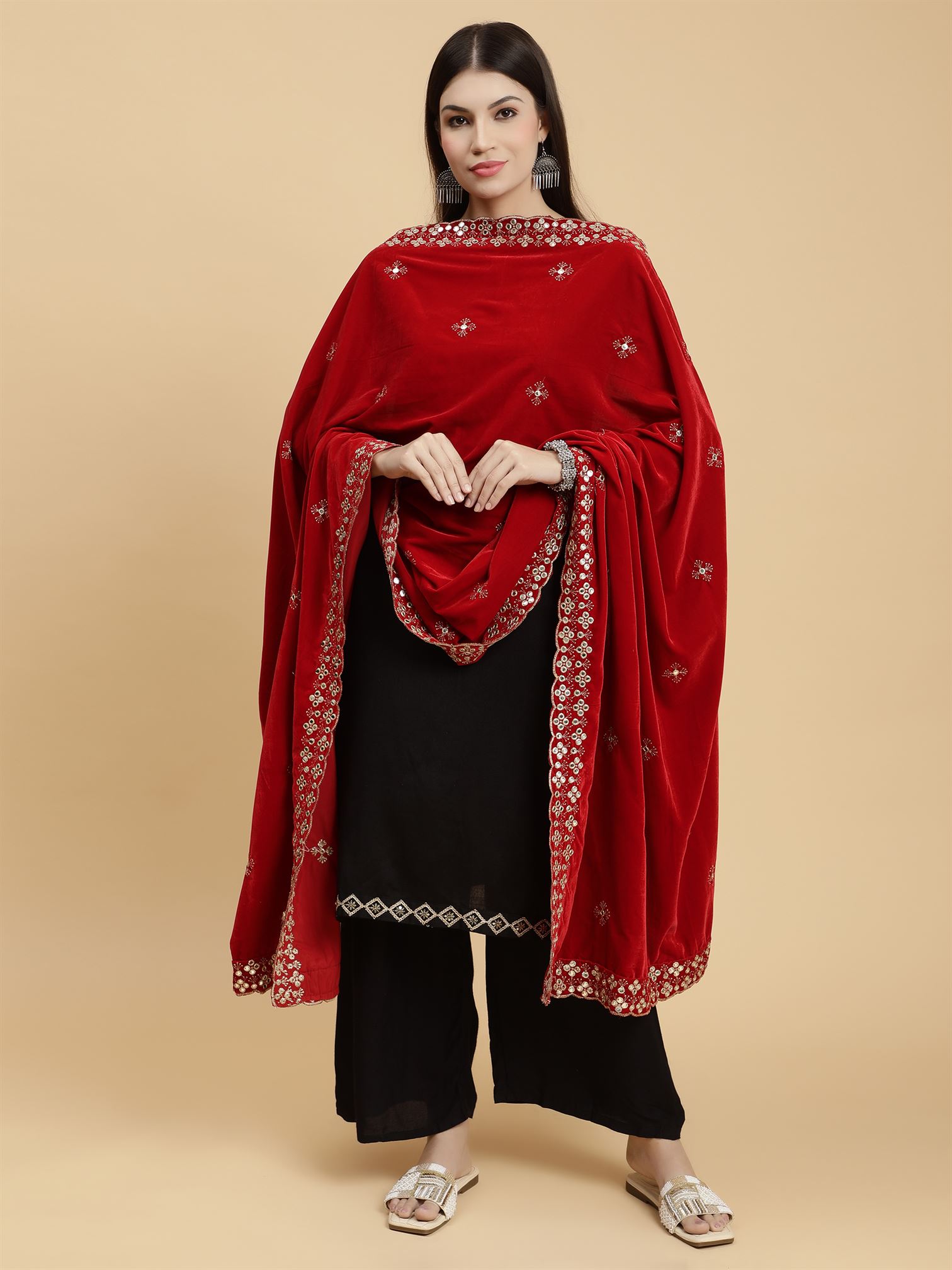 red-embellished-velvet-dupatta-MCRCVD7263