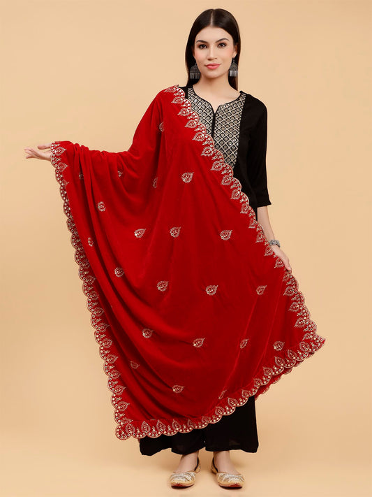 red-embellished-velvet-dupatta-MCRCVD7363