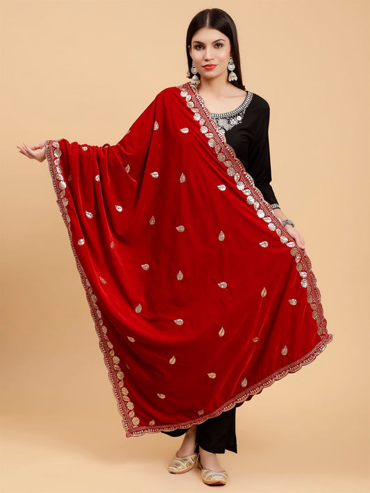 red-embellished-velvet-dupatta-MCRCVD7393