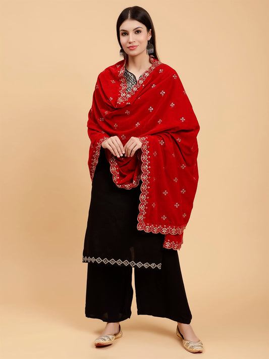 red-embellished-velvet-dupatta-MCRCVD7403